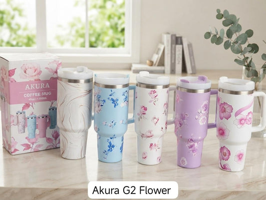 🌸 Akura G2 Flower Premium Travel Coffee Mug – Stylish Floral Design ☕✨