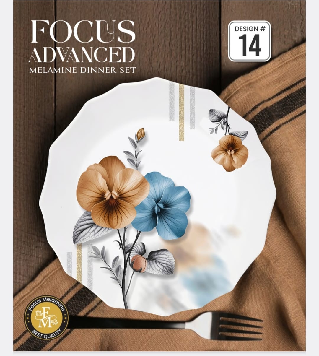🌹 FOCUS ADVANCED Premium Melamine Dinner Set – 72 Pieces 🍽️✨