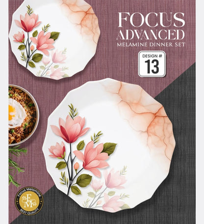 🌹 FOCUS ADVANCED Premium Melamine Dinner Set – 72 Pieces 🍽️✨