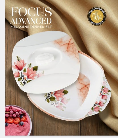 🌹 FOCUS ADVANCED Premium Melamine Dinner Set – 72 Pieces 🍽️✨