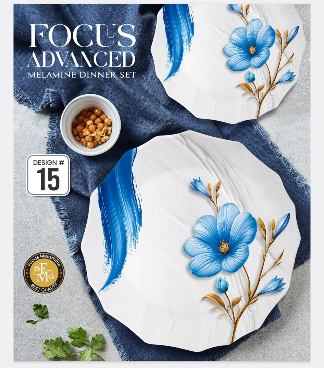 🌹 FOCUS ADVANCED Premium Melamine Dinner Set – 72 Pieces 🍽️✨