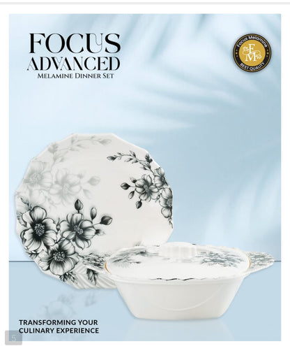 🌹 FOCUS ADVANCED Premium Melamine Dinner Set – 72 Pieces 🍽️✨