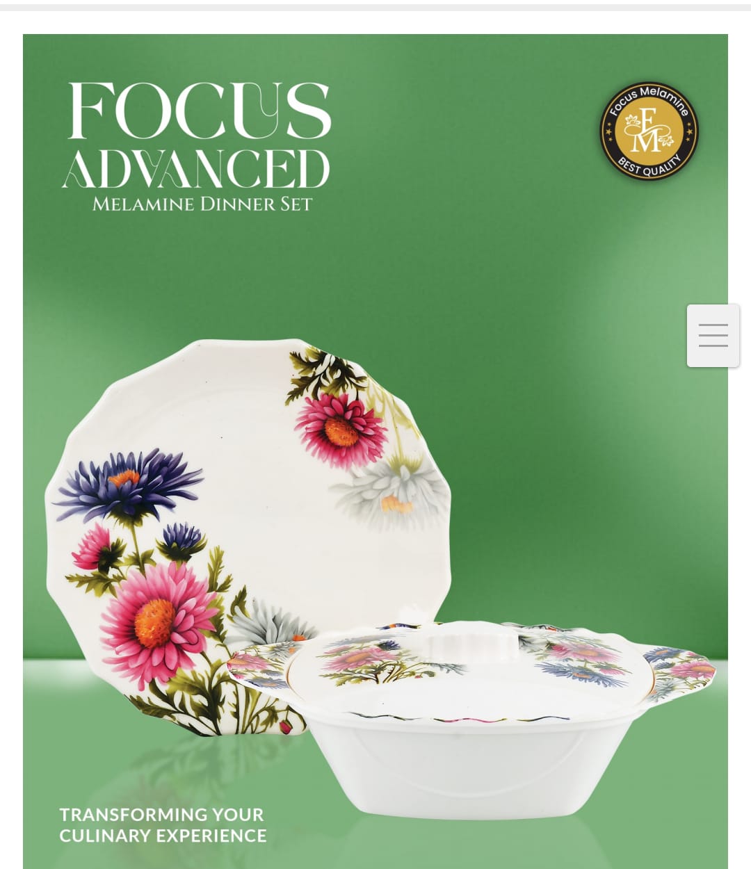 🌹 FOCUS ADVANCED Premium Melamine Dinner Set – 72 Pieces 🍽️✨