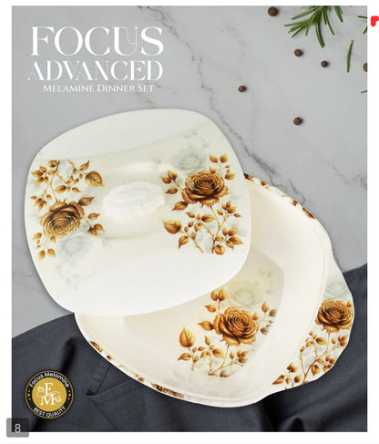 🌹 FOCUS ADVANCED Premium Melamine Dinner Set – 72 Pieces 🍽️✨