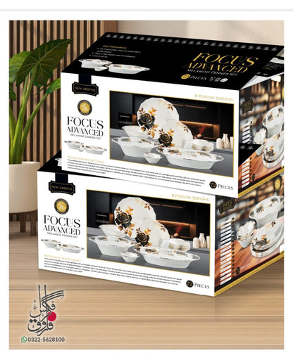 🌹 FOCUS ADVANCED Premium Melamine Dinner Set – 72 Pieces 🍽️✨