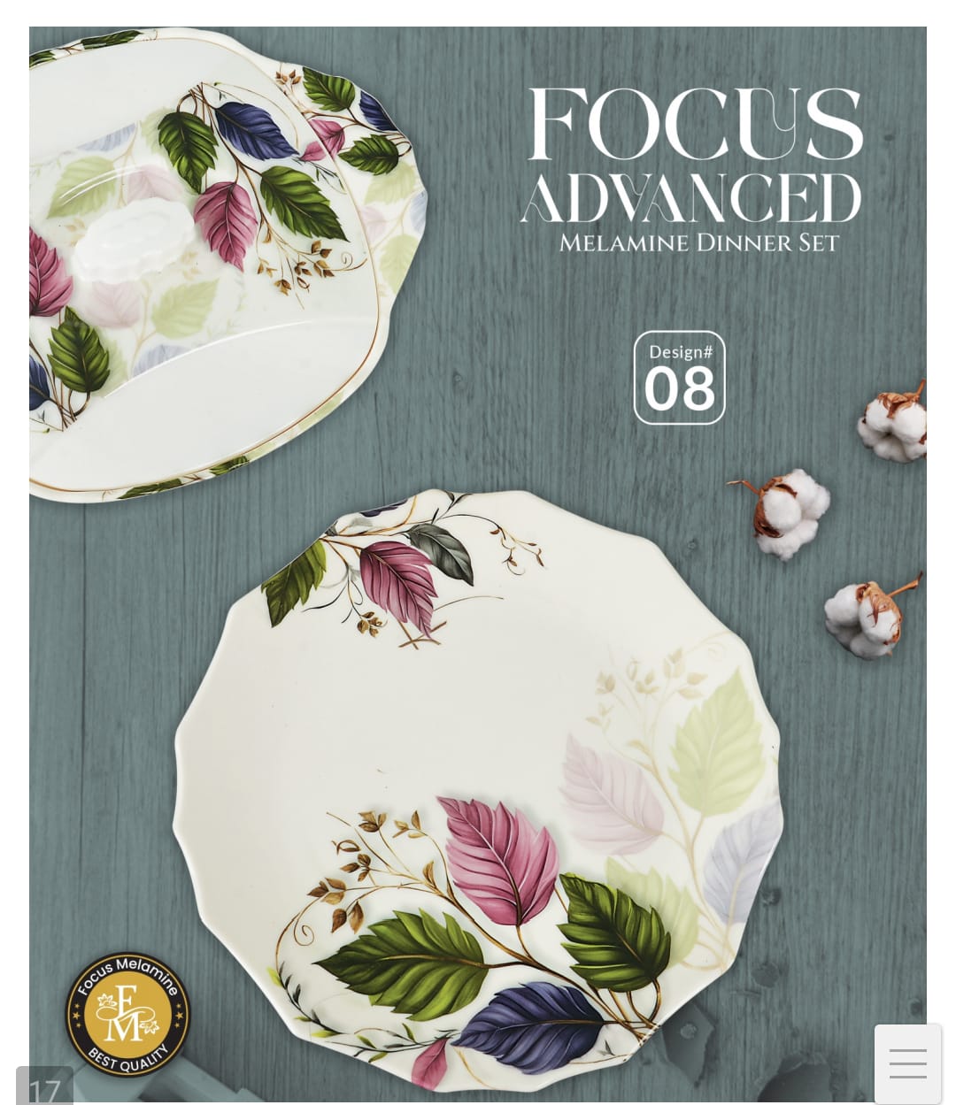 🌹 FOCUS ADVANCED Premium Melamine Dinner Set – 72 Pieces 🍽️✨