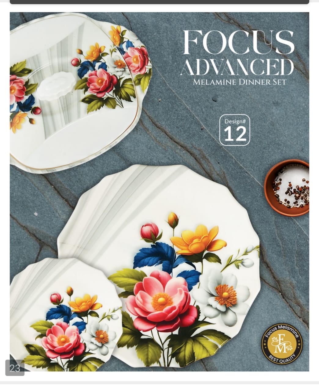 🌹 FOCUS ADVANCED Premium Melamine Dinner Set – 72 Pieces 🍽️✨