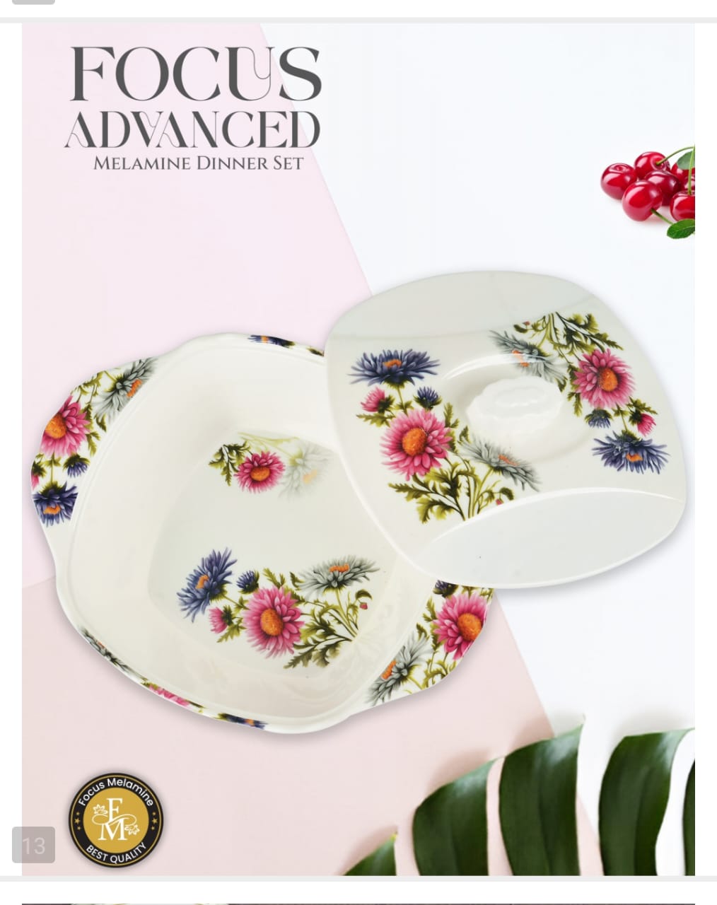 🌹 FOCUS ADVANCED Premium Melamine Dinner Set – 72 Pieces 🍽️✨