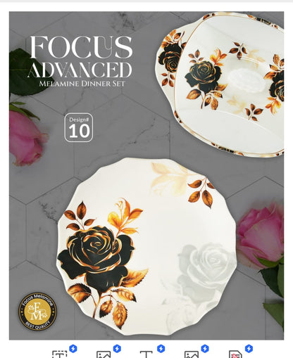🌹 FOCUS ADVANCED Premium Melamine Dinner Set – 72 Pieces 🍽️✨