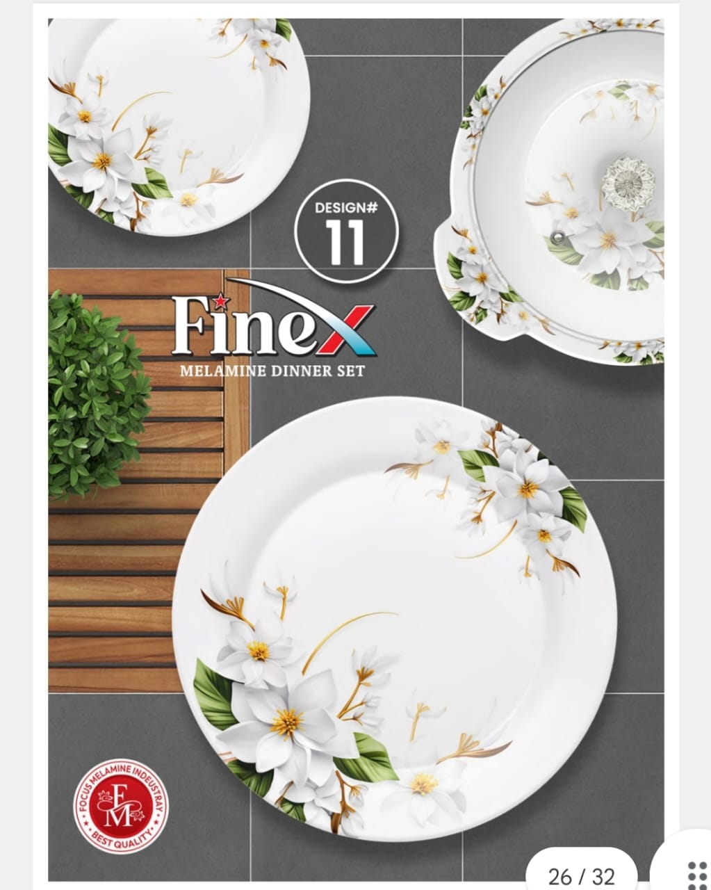 ✨ Luxury FineX Melamine Dinnerware Set (72 Pieces) | Elegant Floral Print & Glass Lids 🍽️💖