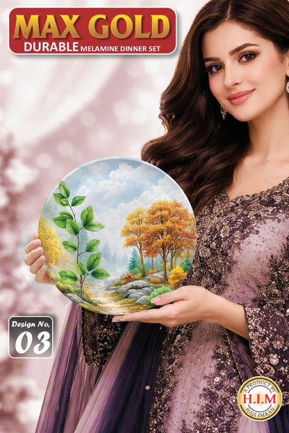 🌸 Max Gold Premium Melamine Dinner Set — 72 Pcs | 8 Persons 🍽️