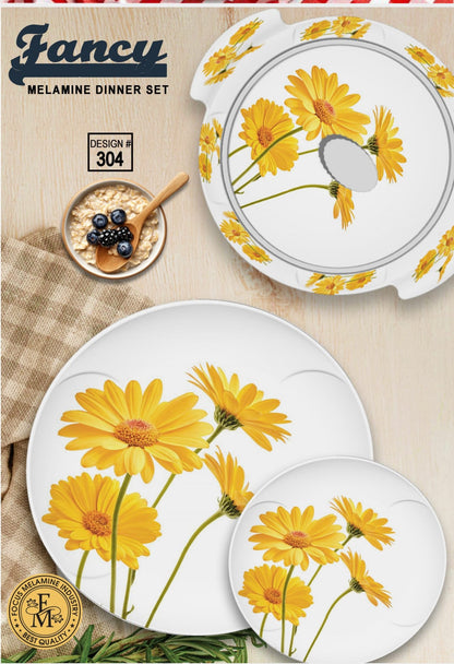 ✨ Premium Fancy Melamine Dinner Set | Elegant Floral Design & Break-Resistant 🍽️💙