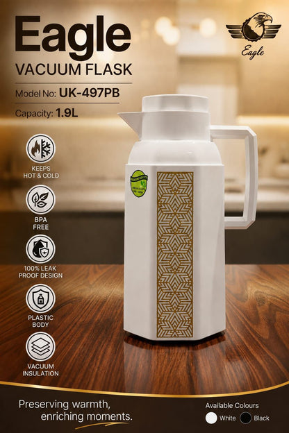Premium Thermal Flask – Elegant Golden & White Design 👑🤍✨