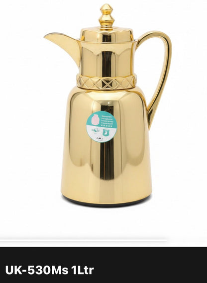 Premium Thermal Flask – Elegant Golden & White Design 👑🤍✨