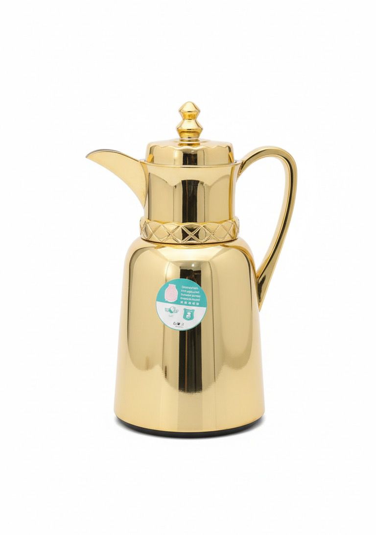 Premium Thermal Flask – Elegant Golden & White Design 👑🤍✨