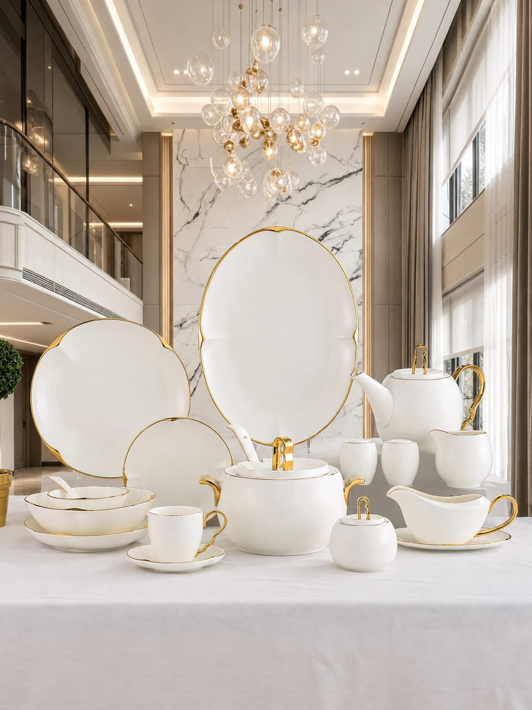 ✨ Premium White & Gold Dinner Set – Elegant Luxury for Your Dining Table 👑🤍