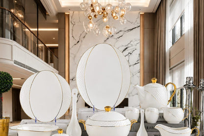 ✨ Premium White & Gold Dinner Set – Elegant Luxury for Your Dining Table 👑🤍